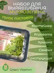 Коричневый набор для выращивания микрозелени: Подсолнечник, Горох Мадрас, Горох Листовой