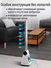 Белый напольный вентилятор OBSIDIAN BS-FN2301A безлопастной/ Сенсорная панель управления/ белый