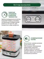 Черный электросушилка MARTA MT-1876 6 поддонов черный жемчуг
