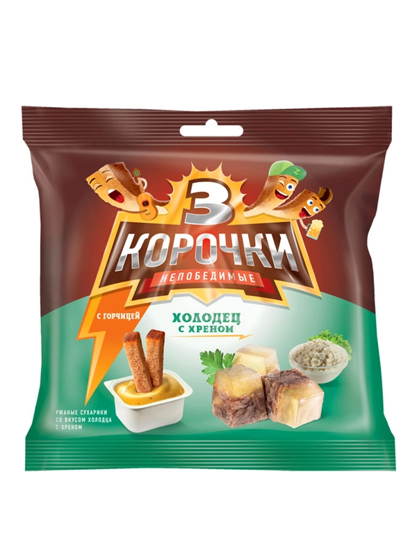 Сухарики ржаные "3 корочки" холодец+хрен с горчицей