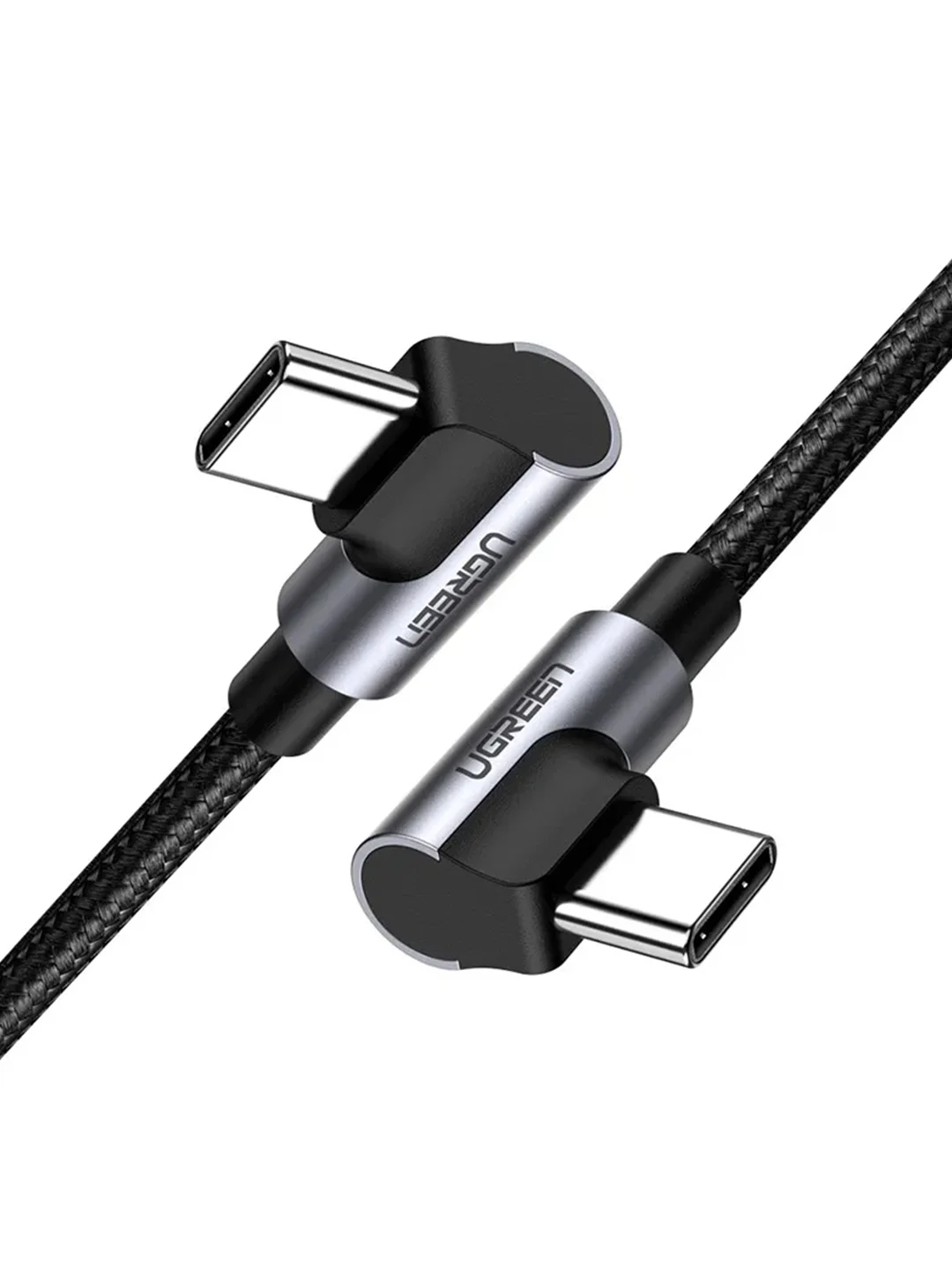 Черный кабель угловой UGREEN US323 (70531) Angled USB-C Cable Aluminum Case with Braided.