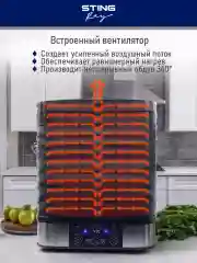 Черный сушилка для овощей и фруктов STINGRAY ST-FD701C мощность 750Вт, черный жемчуг