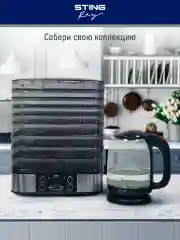 Черный сушилка для овощей и фруктов STINGRAY ST-FD701C мощность 750Вт, черный жемчуг