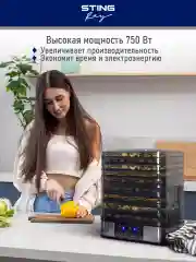 Черный сушилка для овощей и фруктов STINGRAY ST-FD701C мощность 750Вт, черный жемчуг