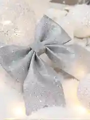 Серый металлик новогоднее ёлочное украшение "Бант" 12 шт ( 5х5 см)