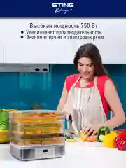 Прозрачный сушилка для овощей и фруктов STINGRAY ST-FD701A, дегидратор, белый жемчуг