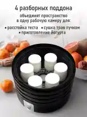 Черный сушилка для овощей и фруктов STINGRAY ST-FD724A,4 уровня, мощность 700 Вт, черный