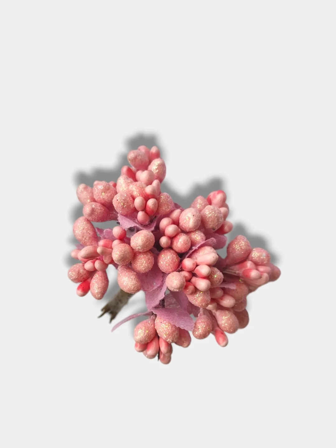 Коралловый букет тычинки на веточке с блестками, искусственные цветочки