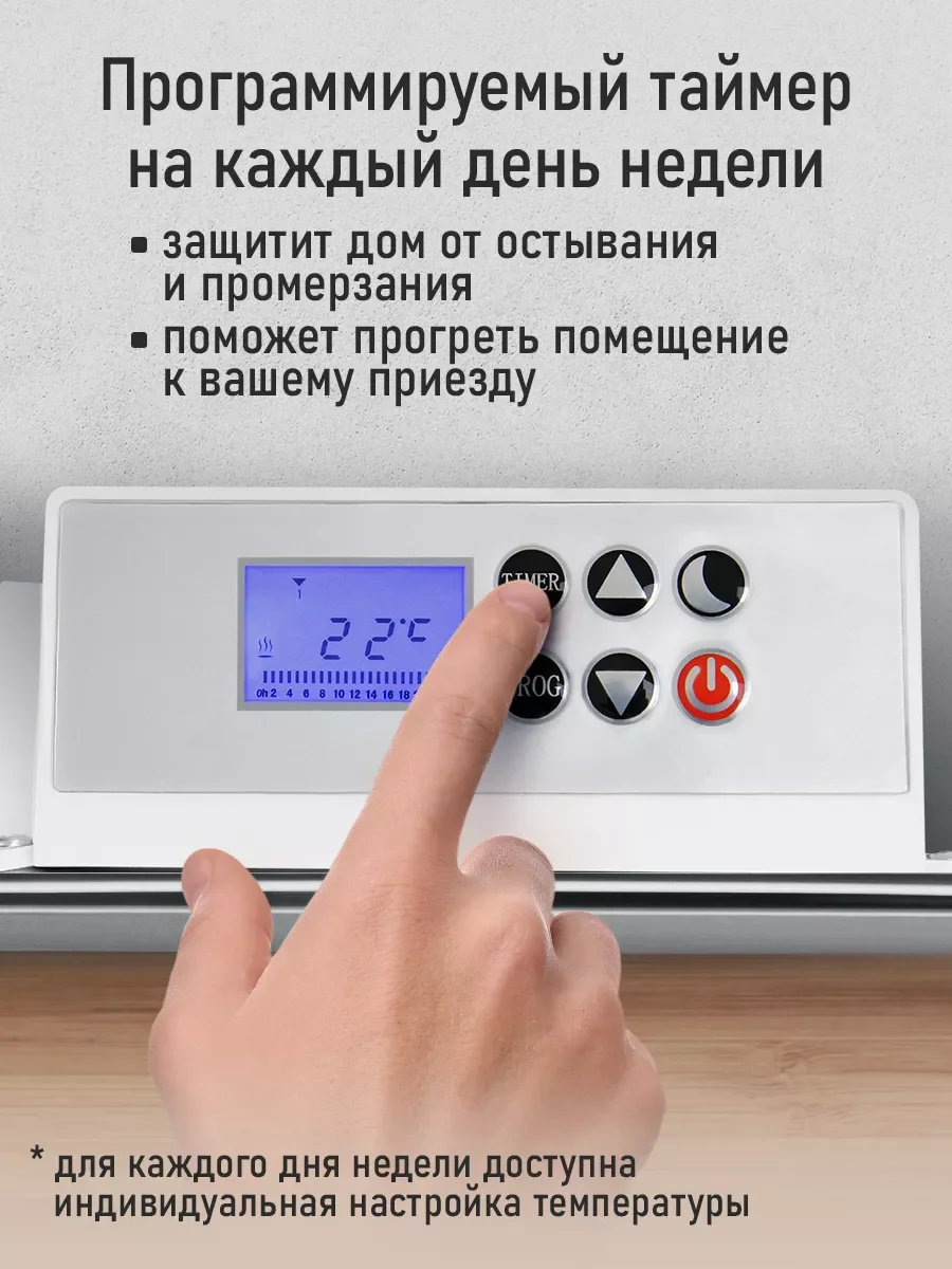 Белый конвекторный обогреватель STINGRAY ST-CH1028A настенный/ с LED дисплеем/ 1000 Вт