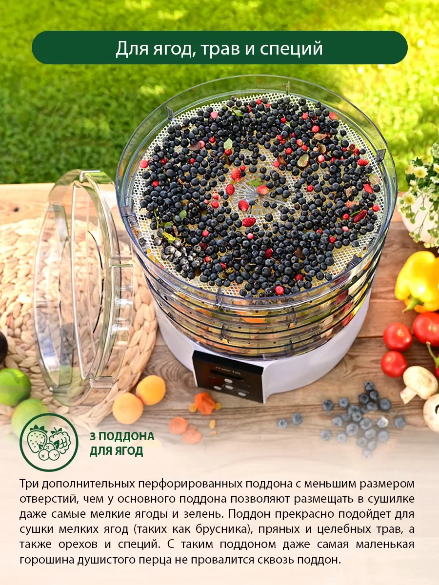 Прозрачный сушилка для овощей и фруктов MARTA MT-FD1886C 700 Ватт/ 15 поддонов/ белый жемчуг