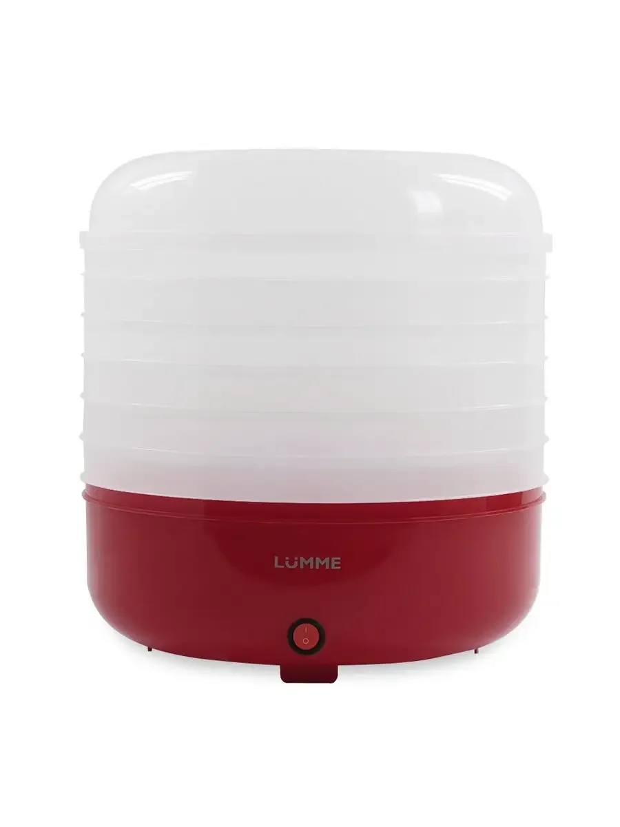 Бордовый сушилка для овощей и фруктов LUMME LFD-106PP диаметр 32 см, 6 съемных поддонов 200 Ватт