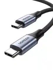 Черный кабель UGREEN US535 (15311) USB-C to USB-C 240WPD Fast Charging Cable в оплетке.