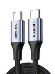 Черный кабель UGREEN US535 (15311) USB-C to USB-C 240WPD Fast Charging Cable в оплетке.