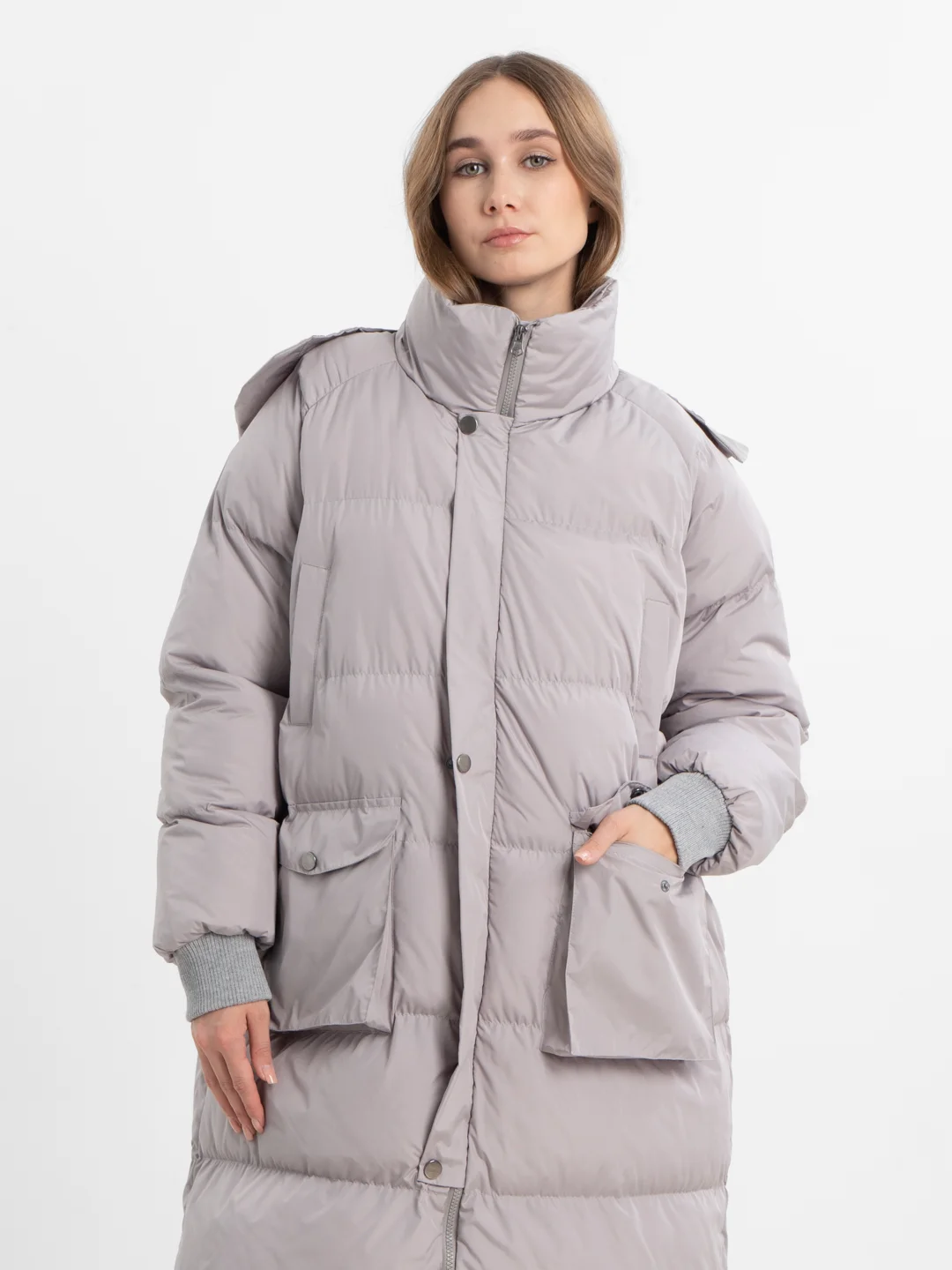 Серый куртка ЖЕНСКАЯ ЗИМА РАЗМЕР OVERSIZE (44-50)