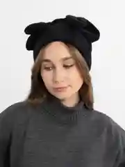 Черный женская шапка с ушками