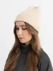 Бежевый шапка женская, вязаная, бини
