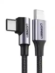 Серый кабель угловой UGREEN US255 USB-C 20 Male to Angled 90° USB-C 20 Male 3A Data Cable