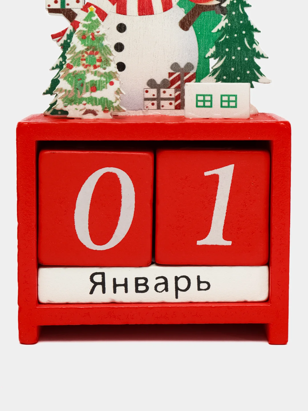Красный новогодний вечный календарь