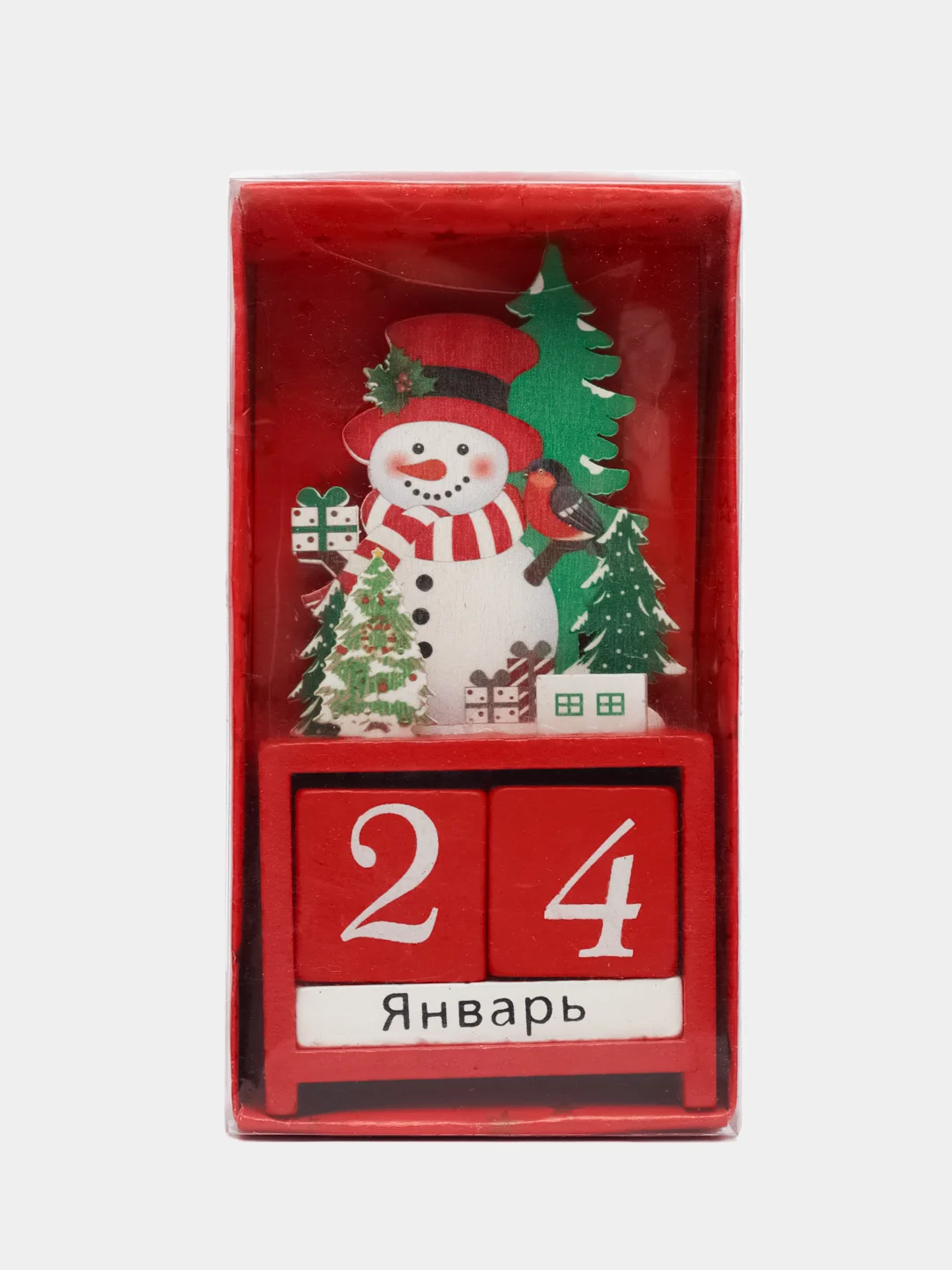 Красный новогодний вечный календарь
