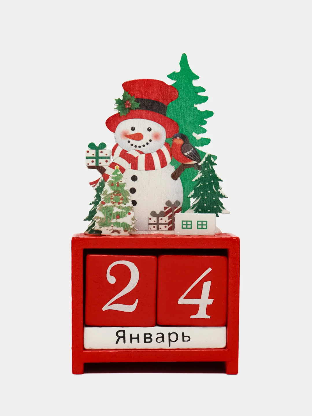 Красный новогодний вечный календарь