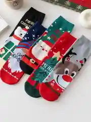 Алый носки новогодние . Носки женские новогодние