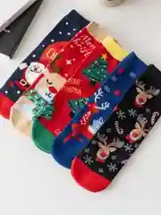 Алый носки новогодние . Носки женские новогодние
