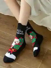 Алый носки новогодние . Носки женские новогодние