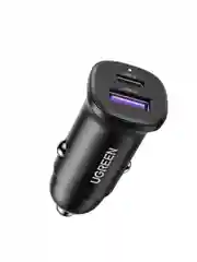 Черный автомобильное зарядное устройство UGREEN EC305 (25845) USB-C PD+USB-A QC 30W