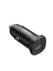 Черный автомобильное зарядное устройство UGREEN EC305 (25845) USB-C PD+USB-A QC 30W