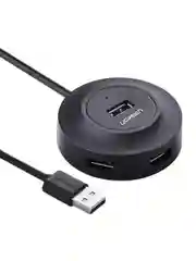 Черный хаб UGREEN CR106 (20277) USB 2.0 Hub 4 Ports. Длина 1 м. Цвет: черный