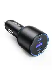 Черный автомобильное зарядное устройство UGREEN CD293 2*USB-C PD+USB-A 130W с кабелем USB-C-USB-C