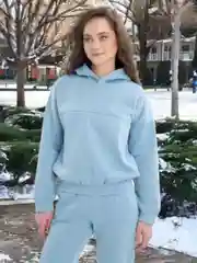 Голубой костюм женский, флисовый, с начёсом, костюм спортивный, утепленный