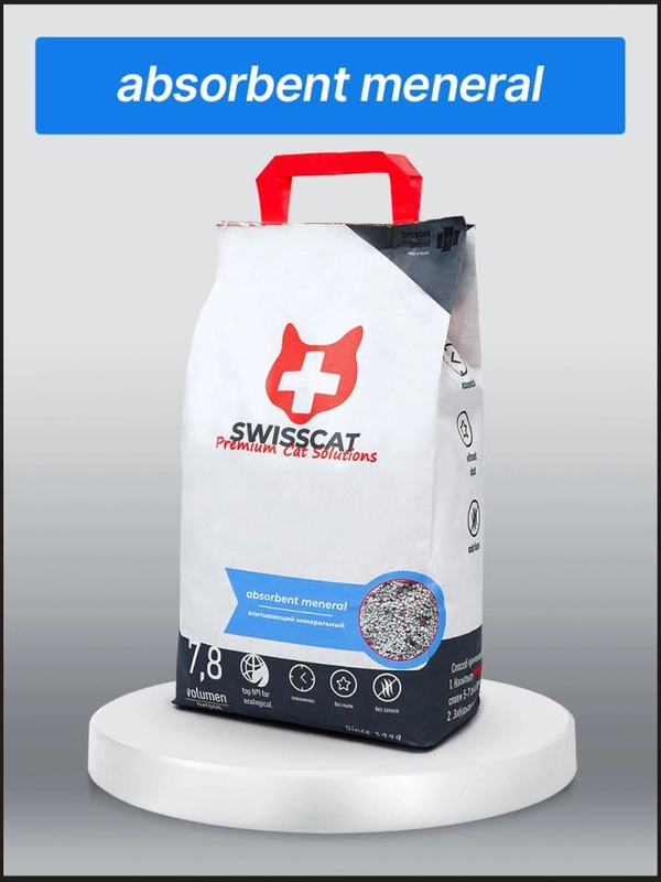 SWISSCAT "Meneral" - Впитывающий наполнитель с эко-присадками 4,5 кг, 12 л