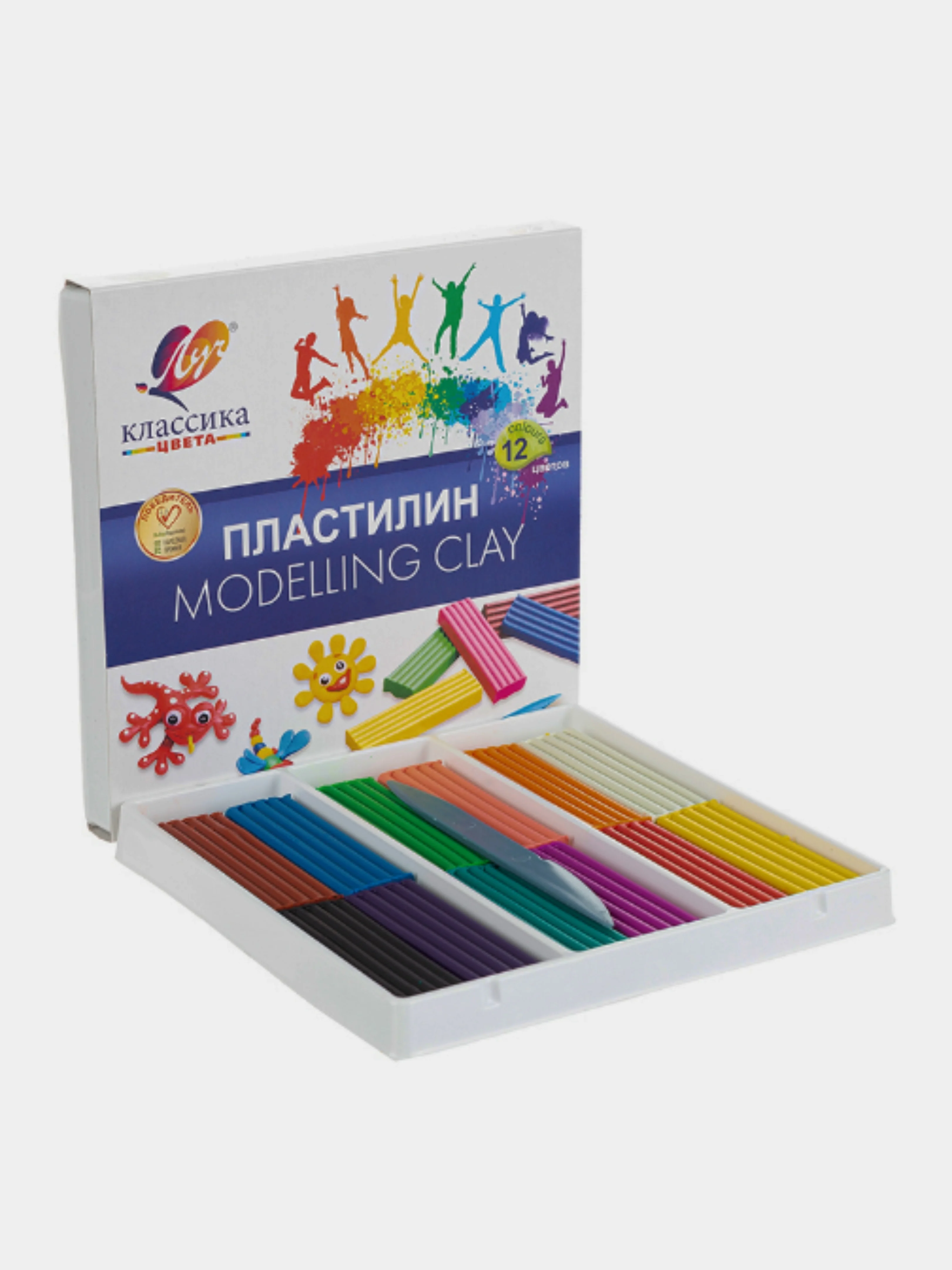 Пластилин Луч Классика 12 цветов 240 грамм со стеком