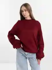Бордовый свитер джемпер женский вязаный