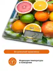 Желтый весы кухонные электронные HOME ELEMENT HE-SC935 с индикатором температуры, цитрусовый фреш