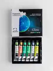 Набор акриловых красок Малевичъ Glow светящаяся в темноте, 6 цветов по 20 мл