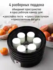 Черный сушилка для овощей и фруктов STINGRAY ST-FD726A, 4 уровня, мощность 700 Вт, черный