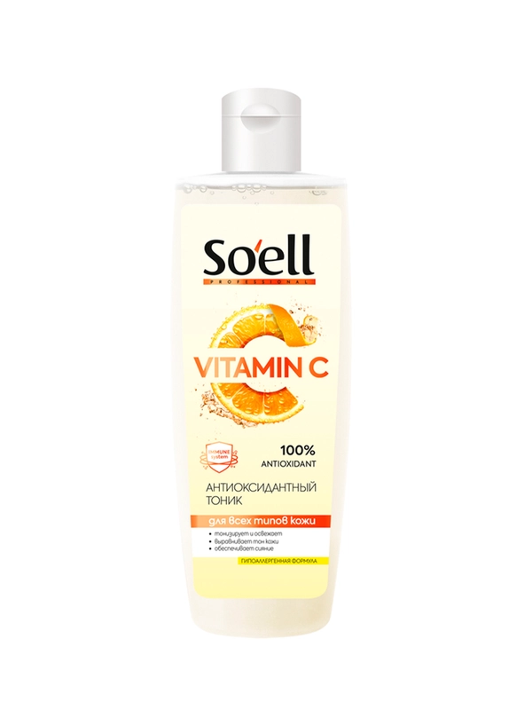 Тоник для лица Soell Professional антиоксидантный с витамином С и аминокислотами, 200 мл