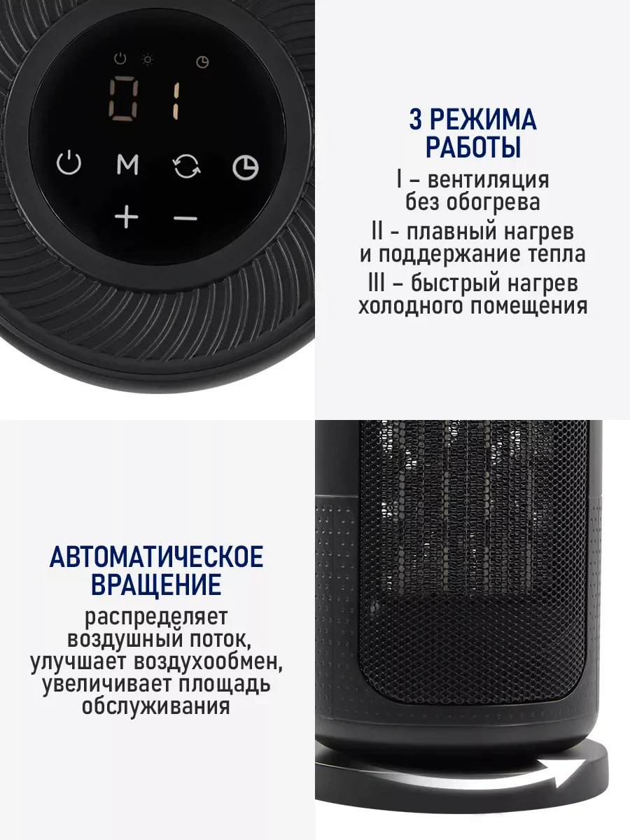 Черный тепловентилятор STINGRAY ST-FH1064A черный