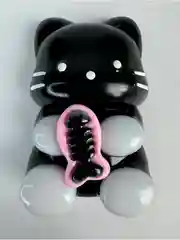 Сквиш Котик черный, с рыбкой антистресс тянучка