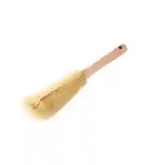 Желтый ершик с деревянной ручкой для мытья бутылок, банок, бокалов и посуды