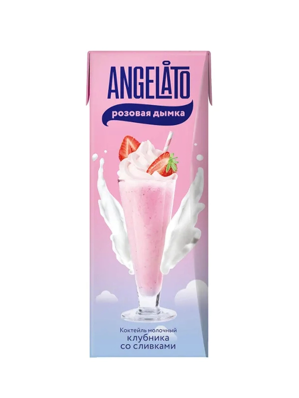 Коктейль молочный Angelato Клубника со сливками 2%, ульт/п, 0,2кг, Slim Leaf