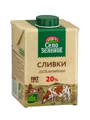Сливки Село Зеленое стерилизованные 20% Sq 0,5кг