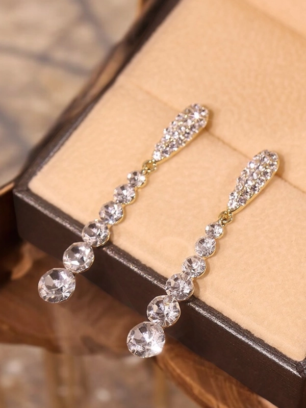 Серьги женские длинные со стразами, гвоздики