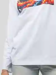 Лонгслив оверсайз белый с принтом