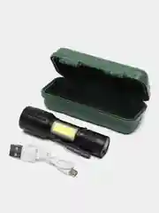 Аккумуляторный сверхяркий карманный фонарик кейс металлический корпус с клипсой и линзой