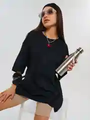 Черный футболка женская оверсайз