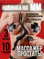 Черный массажер простаты / анальный массажер / двойное проникновение / анальный вибратор мужской