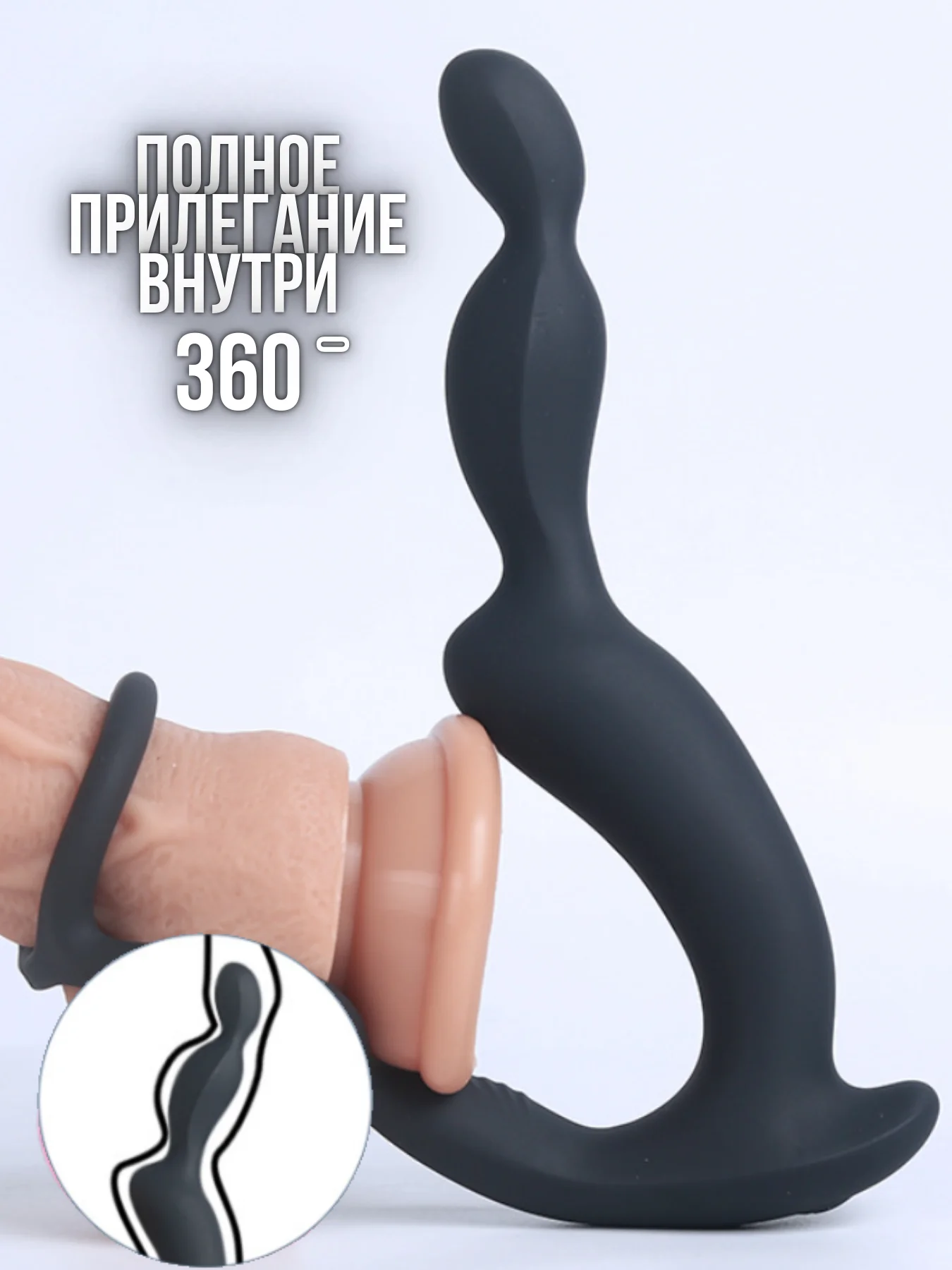 Черный массажер простаты / анальный массажер / двойное проникновение / анальный вибратор мужской